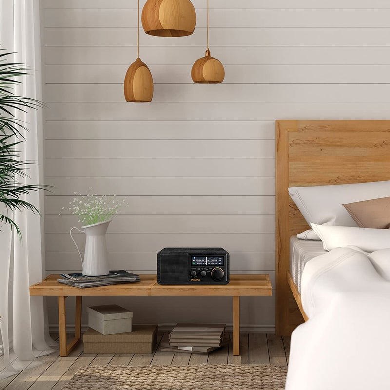 SANGEAN راديو سانيجان SG-118 AM/FM/Bluetooth مع خزانة خشبية وشحن USB للهاتف - Image 4